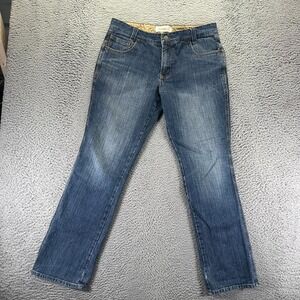 Fumagalli Jeans Mens 34x32 Blue Cotton Denim Straight Leg Faded Travel Workwear